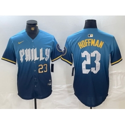 Men Philadelphia Phillies 23 Jeff Hoffman Blue 2024 City Connect Limited Stitched Jersey 3