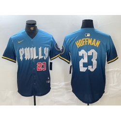 Men Philadelphia Phillies 23 Jeff Hoffman Blue 2024 City Connect Limited Stitched Jersey 4