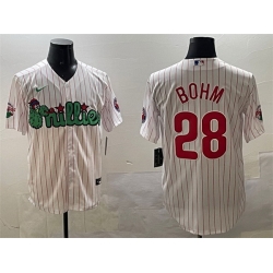 Men Philadelphia Phillies 28 Alec Bohm White Phanatic Cool Base Stitched Jersey