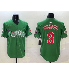 Men Philadelphia Phillies 3 Bryce Harper Green Phanatic Limited Stitched Jersey