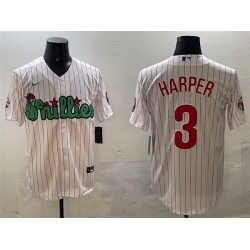 Men Philadelphia Phillies 3 Bryce Harper White Phanatic Cool Base Stitched Jersey