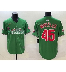 Men Philadelphia Phillies 45 Zack Wheeler Green Phanatic Limited Stitched Jersey