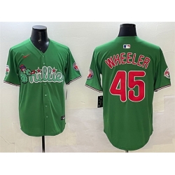 Men Philadelphia Phillies 45 Zack Wheeler Green Phanatic Limited Stitched Jersey