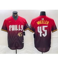 Men Philadelphia Phillies 45 Zack Wheeler Red 2024 City Connect Limited Stitched Jersey 3