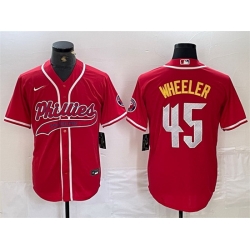 Men Philadelphia Phillies 45 Zack Wheeler Red 2024 City Connect Stitched Jersey