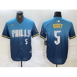 Men Philadelphia Phillies 5 Bryson Stott Blue 2024 City Connect Limited Stitched Jersey 2