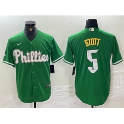 Men Philadelphia Phillies 5 Bryson Stott Green 2024 City Connect Stitched Jersey