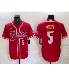 Men Philadelphia Phillies 5 Bryson Stott Red 2024 City Connect Stitched Jersey 2