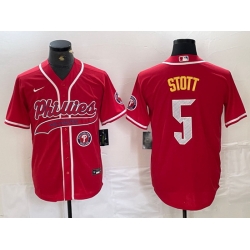 Men Philadelphia Phillies 5 Bryson Stott Red 2024 City Connect Stitched Jersey 5