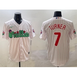 Men Philadelphia Phillies 7 Trea Turner White Phanatic Cool Base Stitched Jersey