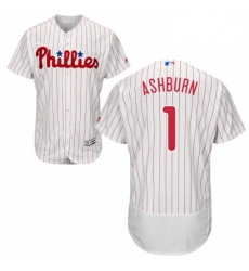 Mens Majestic Philadelphia Phillies 1 Richie Ashburn White Home Flex Base Authentic Collection MLB Jersey