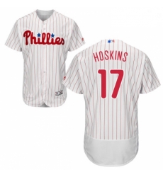 Mens Majestic Philadelphia Phillies 17 Rhys Hoskins White Home Flex Base Authentic Collection MLB Jersey