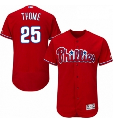 Mens Majestic Philadelphia Phillies 25 Jim Thome Red Alternate Flex Base Authentic Collection MLB Jersey