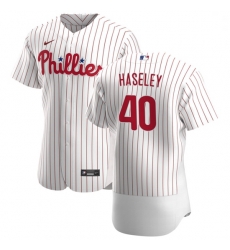 Philadelphia Phillies 40 Adam Haseley Men Nike White Home 2020 Authentic Player MLB Jersey