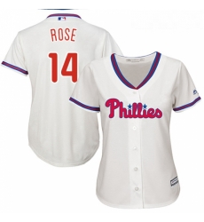 Womens Majestic Philadelphia Phillies 14 Pete Rose Replica Cream Alternate Cool Base MLB Jersey