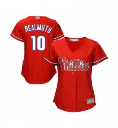 Womens Philadelphia Phillies 10 J T Realmuto Replica Red Alternate Cool Base Baseball Jersey 