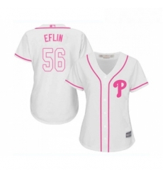 Womens Philadelphia Phillies 56 Zach Eflin Replica White Fashion Cool Base Baseball Jersey 