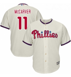 Youth Majestic Philadelphia Phillies 11 Tim McCarver Replica Cream Alternate Cool Base MLB Jersey