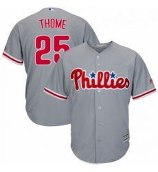 Youth Majestic Philadelphia Phillies 25 Jim Thome Replica Grey Road Cool Base MLB Jersey 