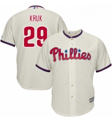 Youth Majestic Philadelphia Phillies 29 John Kruk Authentic Cream Alternate Cool Base MLB Jersey