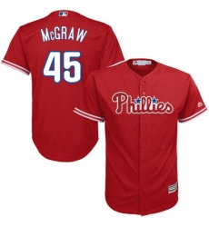 Youth Majestic Philadelphia Phillies 45 Tug McGraw Replica Red Alternate Cool Base MLB Jersey