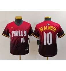 Youth Philadelphia Phillies 10 J T  Realmuto Red 2024 City Connect Limited Stitched Baseball Jersey 3