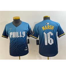 Youth Philadelphia Phillies 16 Brandon Marsh Blue 2024 City Connect Limited Stitched Baseball Jersey