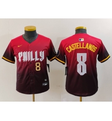 Youth Philadelphia Phillies 8 Nick Castellanos Red 2024 City Connect Limited Stitched Baseball Jersey 1