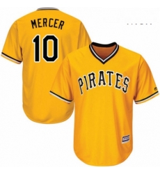 Mens Majestic Pittsburgh Pirates 10 Jordy Mercer Replica Gold Alternate Cool Base MLB Jersey 