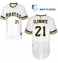 Mens Majestic Pittsburgh Pirates 21 Roberto Clemente Authentic White Alternate 2 Cool Base MLB Jersey