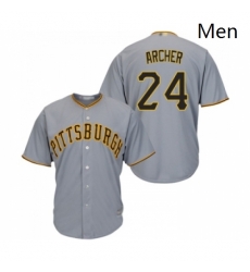 Mens Pittsburgh Pirates 24 Chris Archer Replica Grey Road Cool Base Baseball Jersey 