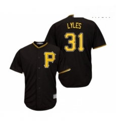 Mens Pittsburgh Pirates 31 Jordan Lyles Replica Black Alternate Cool Base Baseball Jersey 