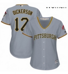 Womens Majestic Pittsburgh Pirates 12 Corey Dickerson Replica Grey Road Cool Base MLB Jersey 