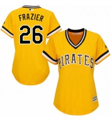 Womens Majestic Pittsburgh Pirates 26 Adam Frazier Replica Gold Alternate Cool Base MLB Jersey 