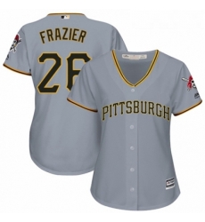 Womens Majestic Pittsburgh Pirates 26 Adam Frazier Replica Grey Road Cool Base MLB Jersey 