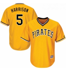 Youth Majestic Pittsburgh Pirates 5 Josh Harrison Authentic Gold Alternate Cool Base MLB Jersey