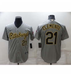 Youth Pittsburgh Pirates #21 Roberto Clemente Dark Grey Cool Base Stitched Jersey