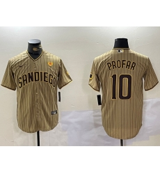 Men San Diego Padres 10 Jurickson Profar Tan Cool Base Stitched Baseball Jersey 8