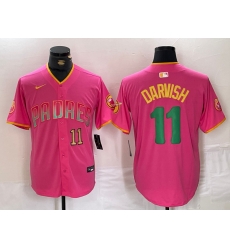 Men San Diego Padres 11 Yu Darvish Pink Cool Base Stitched Baseball Jersey 2