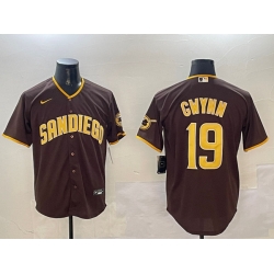 Men San Diego Padres 19 Tony Gwynn Brown Cool Base Stitched Baseball Jersey