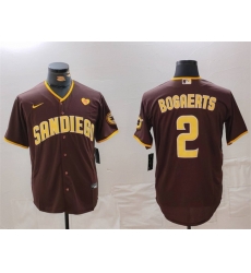 Men San Diego Padres 2 Xander Bogaerts Brown With PS Patch Cool Base Stitched Baseball Jersey