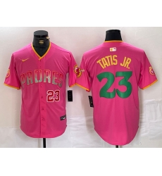 Men San Diego Padres 23 Fernando Tatis Jr  Pink Cool Base Stitched Baseball Jersey 1