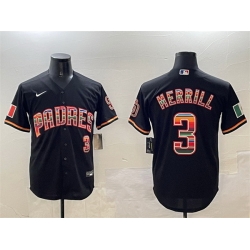 Men San Diego Padres 3 Jackson Merrill Black Mexico Cool Base Stitched Baseball Jersey