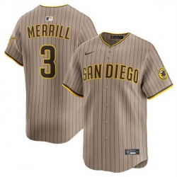 Men San Diego Padres 3 Jackson Merrill Tan 2024 Alternate Limited Stitched Baseball Jersey