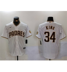 Men San Diego Padres 34 Michael King White Cool Base Stitched Baseball Jersey