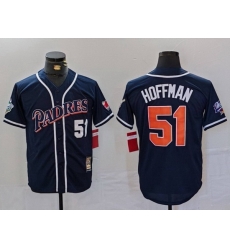 Men San Diego Padres 51 Trevor Hoffman Navy 1998 World Series Cool Base Stitched Baseball Jersey