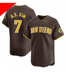 Men San Diego Padres 7 Ha Seong Kim Brown Cool Base Stitched Jersey