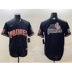 Men San Diego Padres Team Big Logo Black Mexico Cool Base Stitched Baseball Jersey 3