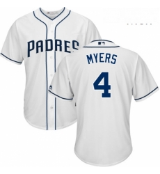 Mens Majestic San Diego Padres 4 Wil Myers Replica White Home Cool Base MLB Jersey