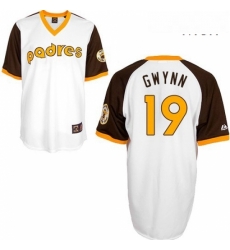 Mens Mitchell and Ness San Diego Padres 19 Tony Gwynn Authentic White Throwback MLB Jersey